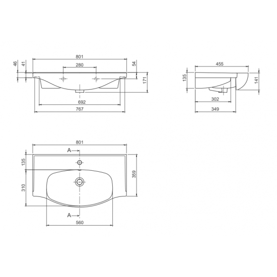 Νιπτήρας Επίπλου Πορσελάνης 80x46.5 cm Cerastyle Lila 082400-u Λευκό Νιπτήρας Επίπλου Πορσελάνης 80x46.5 cm Cerastyle Lila 082400-u Λευκό